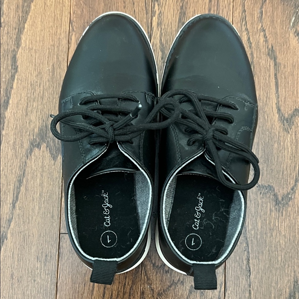 Cat & Jack Black Lace-Up Sneakers with White Sole Trim